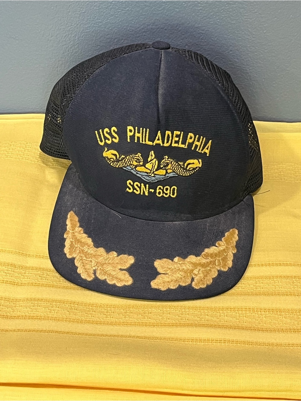 Vintage 1980s USS Philadelphia SSN-690 Submarine Commander Cap